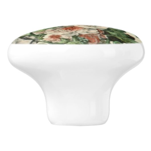 Adolph Millot Botanical  Hollyhocks Keramische Knop (Zijkant)