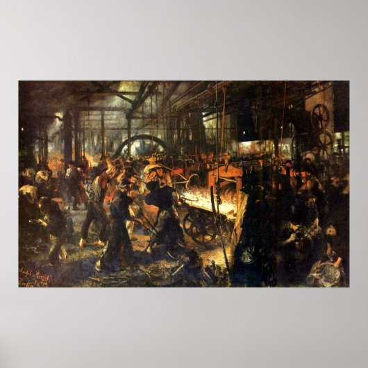 Adolph von Menzel Iron Rolling Mill Poster (Voorkant)