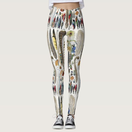 Adolphe Millot Dark Academia Vintage Vogelveer Leggings (Voorkant)