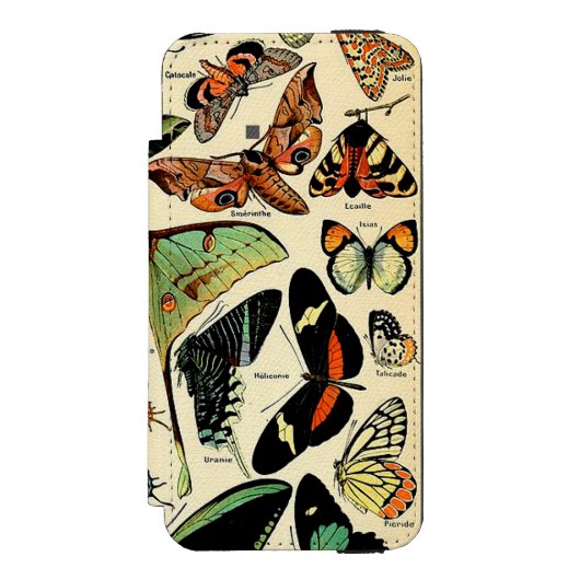 Adolphe Millot Papillons Incipio iPhone Wallet Cas Incipio iPhone Portemonnee Hoesje (Voorkant Agenda)