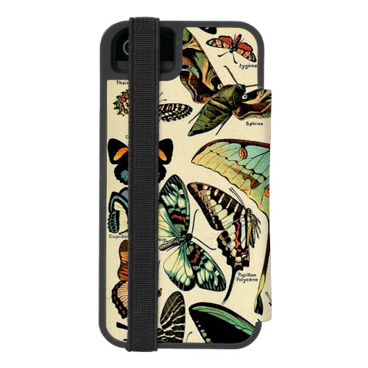 Adolphe Millot Papillons Incipio iPhone Wallet Cas Incipio iPhone Portemonnee Hoesje (Agenda Achterkant)