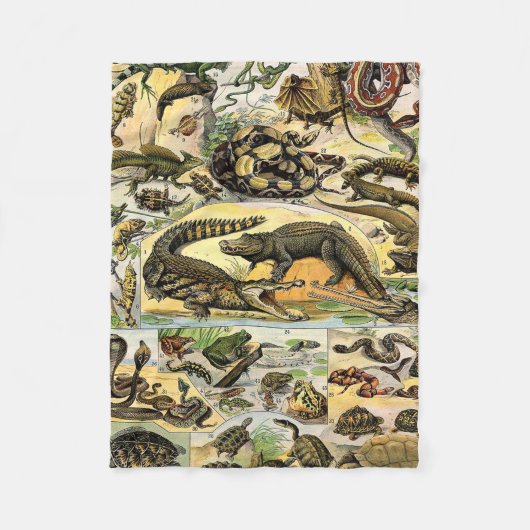 Adolphe Millot Reptiles 1 Fleece Blanket (Voorkant)
