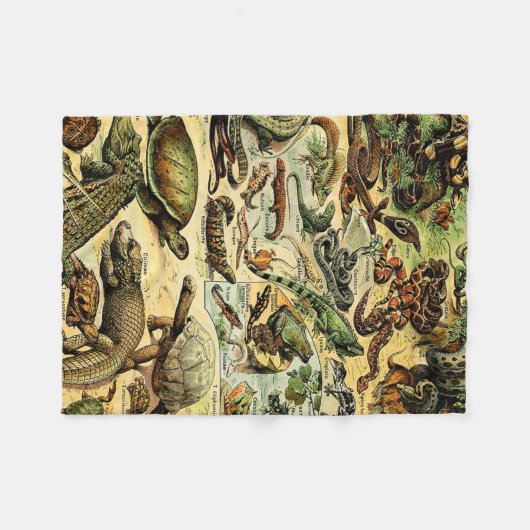 Adolphe Millot Reptiles 2 Fleece Blanket (Voorkant (Horizontaal))