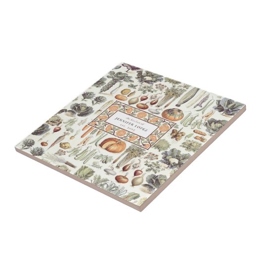 Adolphe Millot Vegetable Pattern Tegeltje (Zijkant)