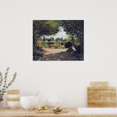 Adolphe Monet Reading in the Garden, 1866 Poster (Keuken)