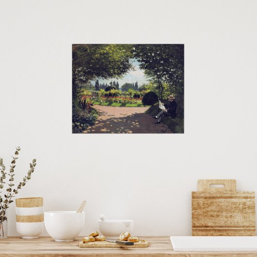 Adolphe Monet Reading in the Garden, 1866 Poster (Keuken)