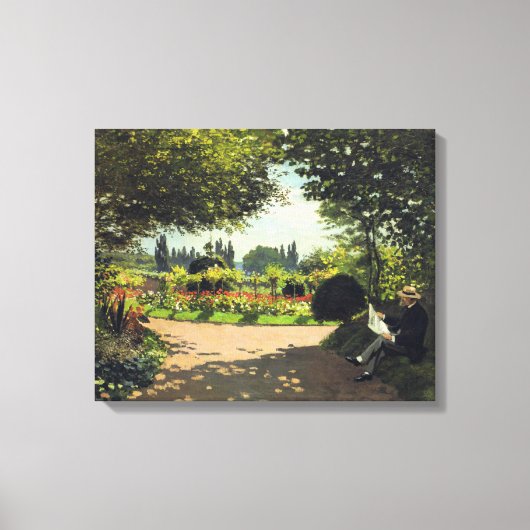 Adolphe Monet Reading in the Garden - Claude Monet Canvas Afdruk (Voorkant)