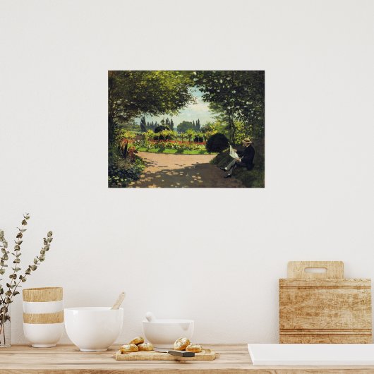 Adolphe Monet Reading in the Garden - Claude Monet Poster (Keuken)
