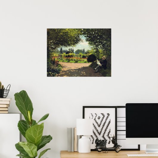 Adolphe Monet Reading in the Garden - Claude Monet Poster (Thuiskantoor)