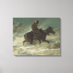 Adolphe Schreyer - Man met Lance Riding Canvas Afdruk