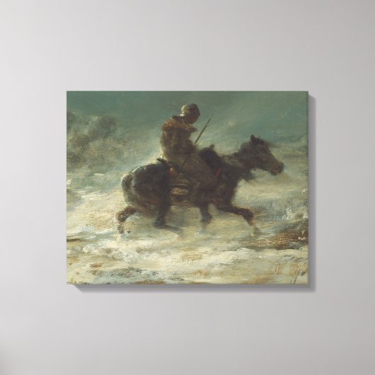Adolphe Schreyer - Man met Lance Riding Canvas Afdruk (Voorkant)