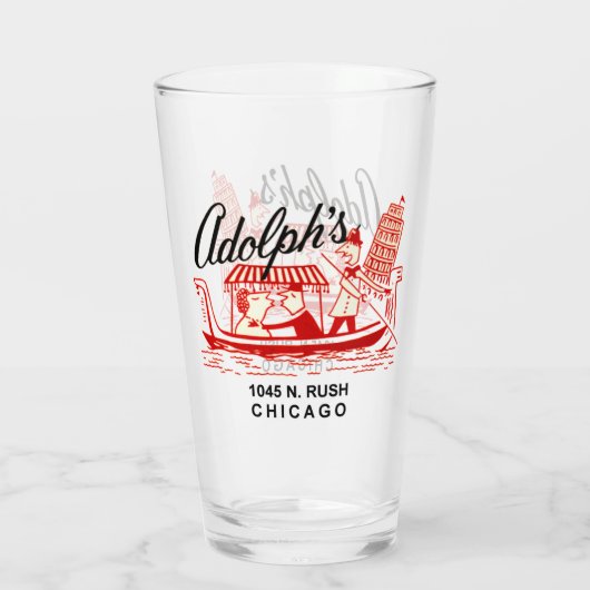 Adolph's Restaurant, 1045 N. Rush St. Chicago Glas (Achterkant)