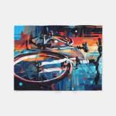 ADOM Abstract Fiets Kunst Worpdeken Fleece Deken (Voorkant (Horizontaal))