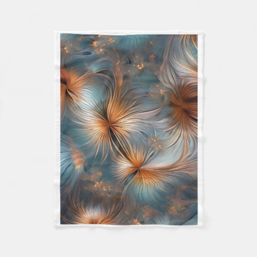 ADOM Blau en Koper Abstract Dekbed Fleece Deken (Voorkant)