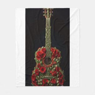ADOM Bloemrijke Gitaar Kunst Vliesdeken Fleece Deken