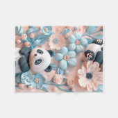 ADOM Cute Panda Bloemendeken Fleece Deken (Voorkant (Horizontaal))