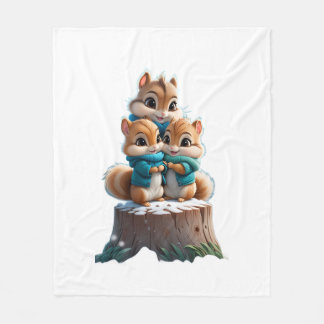 ADOM Cute Winter Squirrels Kids Blanket Fleece Deken