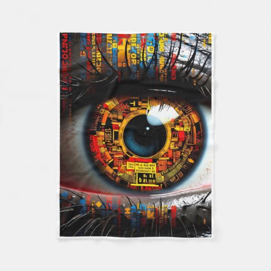 ADOM Cybernetic Tech Eye Worpdeken Fleece Deken (Voorkant)