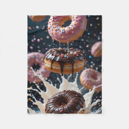 ADOM Floating Donuts Milk Splash Blanket Fleece Deken (Voorkant)