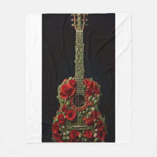 ADOM Floral Guitar Art Fleece Blanket Deken