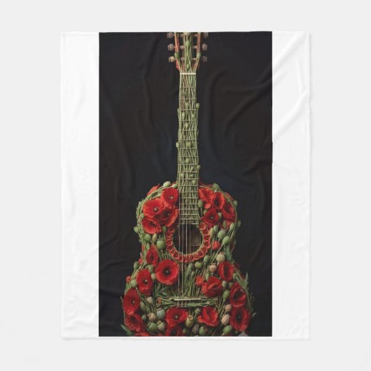 ADOM Floral Guitar Art Fleece Blanket Deken (Voorkant)