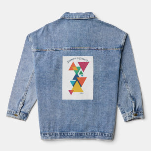 ADOM Geometrische Kunst Lange Mouwen T-shirt Denim Jacket
