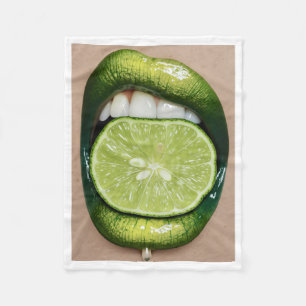 ADOM Groene Lippen en Limoen Worpdeken Fleece Deken