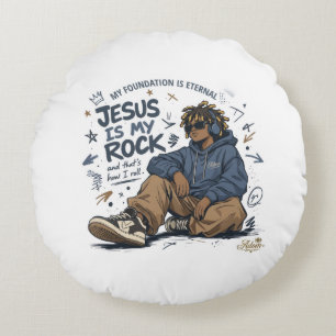 ADOM "Jesus Is My Rock" Dames T-Shirt Rond Kussen