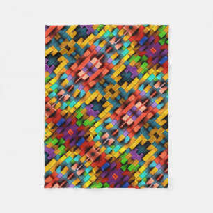 ADOM Levendige 3D Pixel Blok Dekbed Fleece Deken
