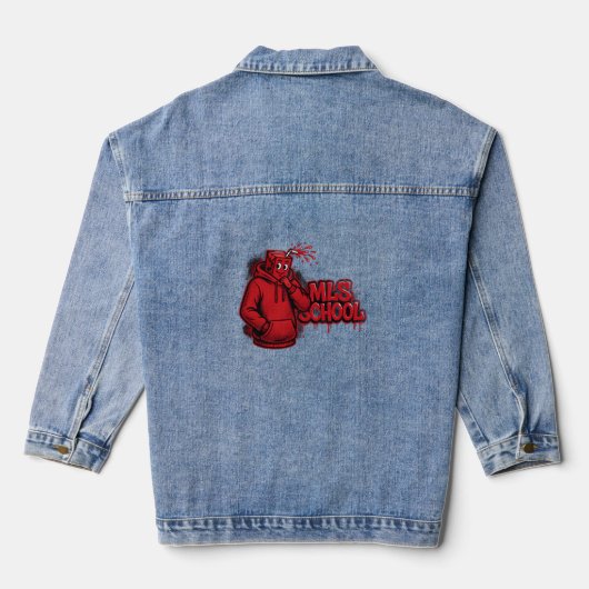 ADOM "MLS School" Dames Grafische T-shirt Denim Jacket (Achterkant)