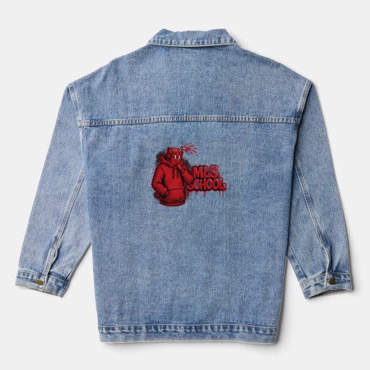 ADOM "MLS School" Dames Grafische T-Shirt Denim Jacket (Achterkant)