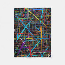 ADOM Neon Lines Abstract Worpdeken Fleece Deken