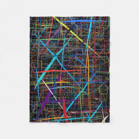 ADOM Neon Lines Abstract Worpdeken Fleece Deken (Voorkant)