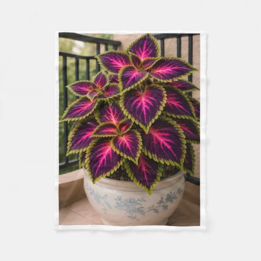 ADOM Paarse Coleus Kamerplant Dekbedovertrek Fleece Deken (Voorkant)