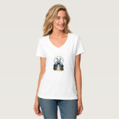 ADOM "Panda Paradise Found" Dames V-hals T-shirt (Voorkant volledig)