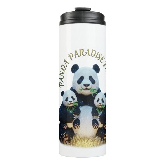 ADOM "Panda Paradise Found" Dames V-hals T-shirt Thermosbeker (Voorkant)