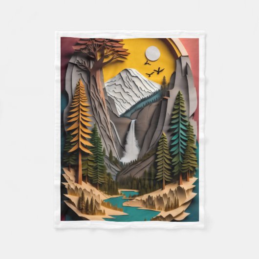 ADOM Papercut Mountain Valley Dekbed Fleece Deken (Voorkant)