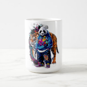 ADOM Premium Artistieke Panda & Tijger Grafische V Koffiemok