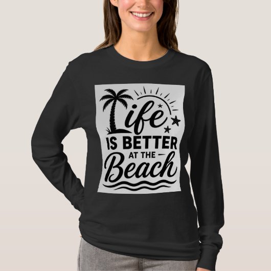 ADOM Premium "Het leven is beter op het strand" Mi T-shirt (Voorkant)