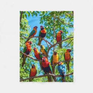 ADOM Premium Levendige Papegaaien Grafische Worpde Fleece Deken