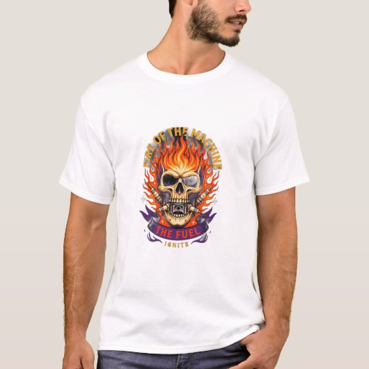 ADOM Ride Die Vlammende Schedel T-shirt (Voorkant)