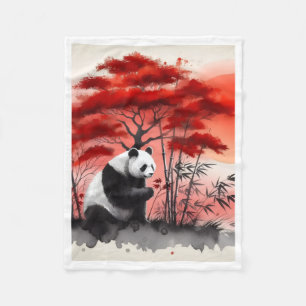 ADOM Rode Bamboebos Panda Deken