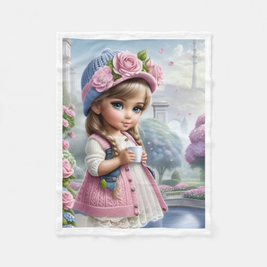 ADOM Rose Hoed Meisje Dekbed Fleece Deken (Voorkant)