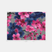 ADOM Roze & Blauwe Bloesem Kunstdeken Fleece Deken (Voorkant (Horizontaal))