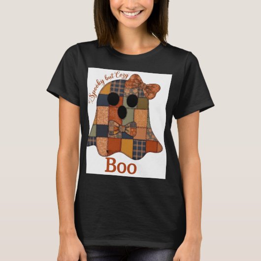 ADOM "Spooky but Cozy" Ghost Dames T-shirt (Voorkant)