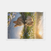 ADOM Sunrise Bunny Water Reflection Dekbed Fleece Deken (Voorkant (Horizontaal))