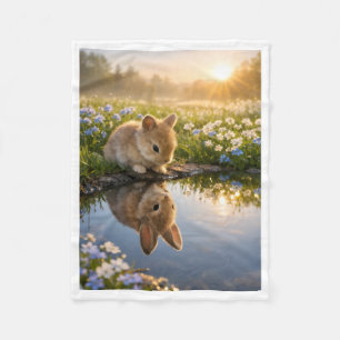 ADOM Sunrise Bunny Water Reflection Dekbed Fleece Deken