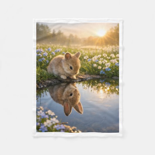 ADOM Sunrise Bunny Water Reflection Dekbed Fleece Deken (Voorkant)