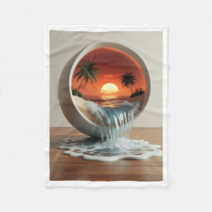 ADOM Sunset Beach Cirkelvormige Zichtdeken Fleece Deken
