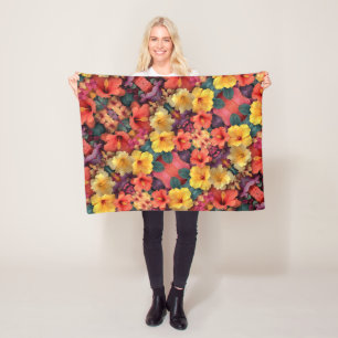 ADOM Tropisch Hibiscus Patroon Dekbed Fleece Deken